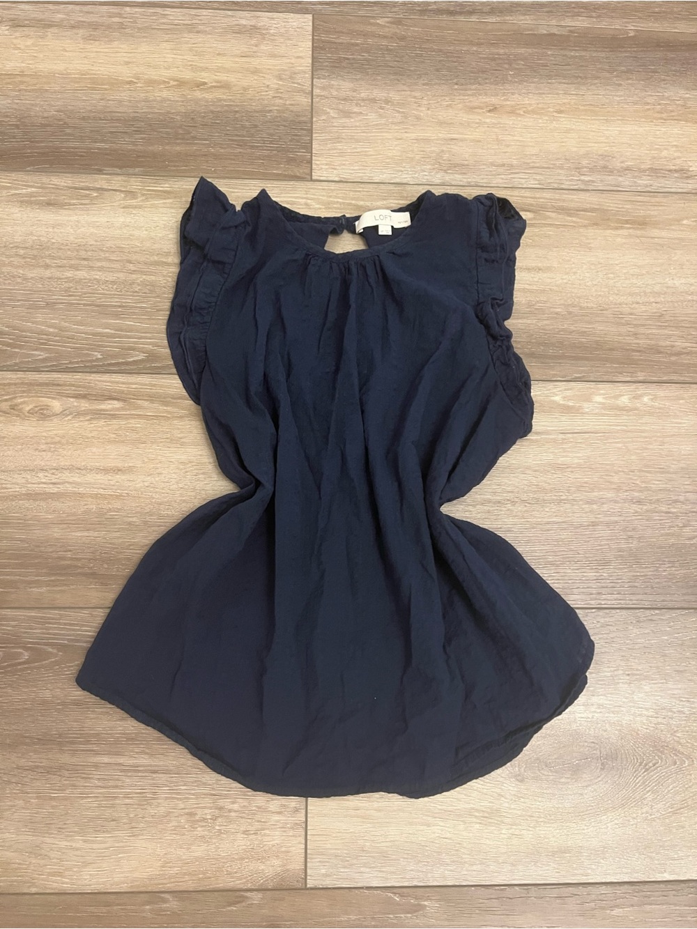 LOFT Navy Flutter Sleeve Blouse